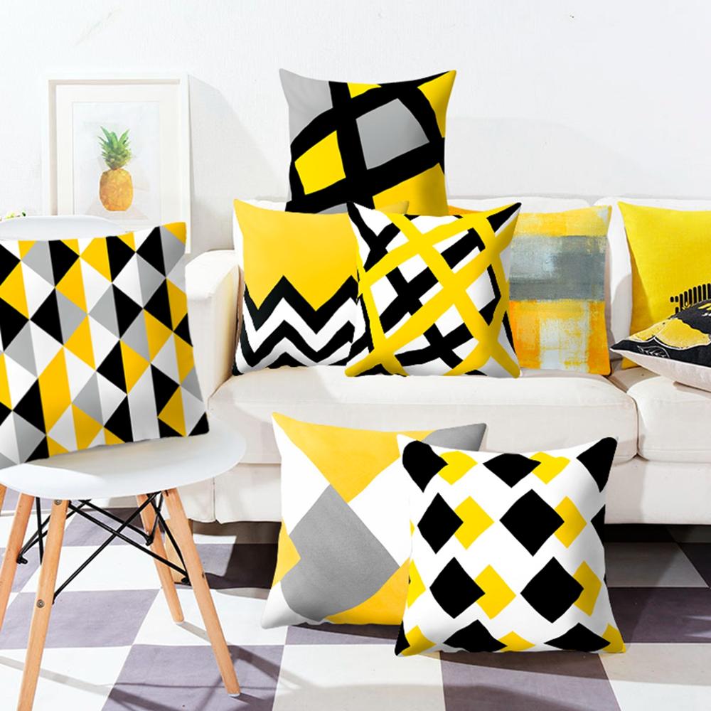 Frigg Yellow Black Geometric Throw Pillows