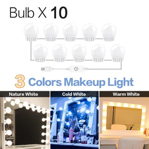 Led Mirror Lights Stick on LED Lights Dimmable String of 10 -  Denmark