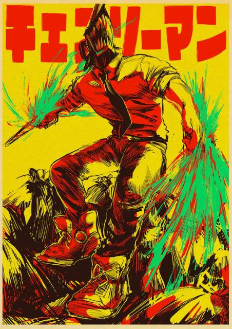 Hot Anime Retro Chainsaw Man Posters