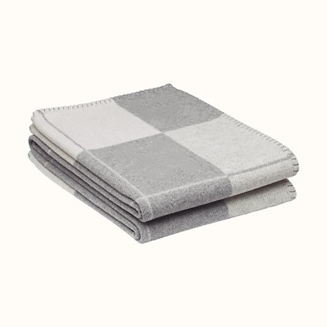 Soft Grey Check Throw, Wool Blankets