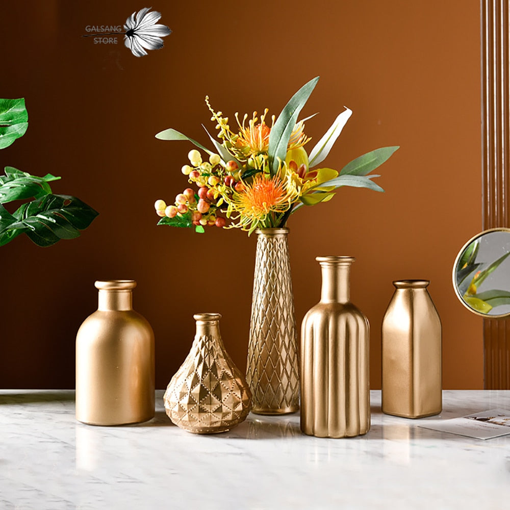 Minimalist Star Gold Luxury Glass Vase