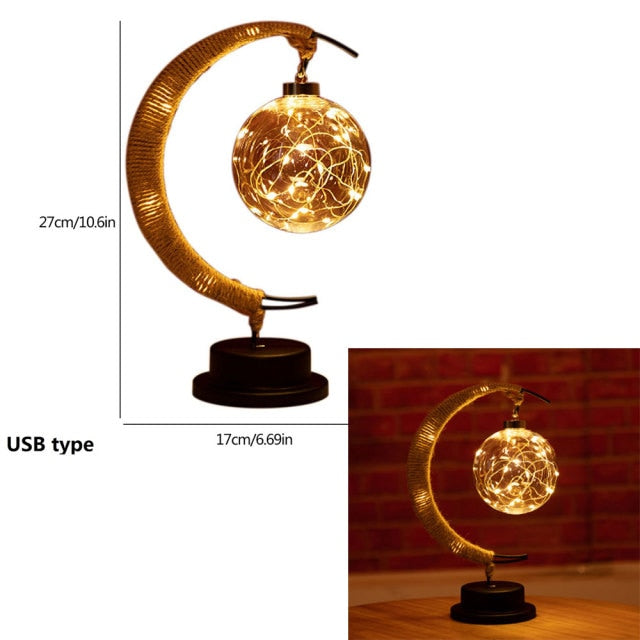 LED Moon Hemp Rope Rattan Lamp