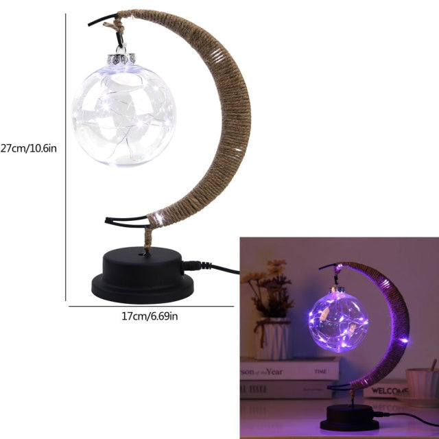 LED Moon Hemp Rope Rattan Lamp