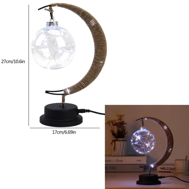 LED Moon Hemp Rope Rattan Lamp