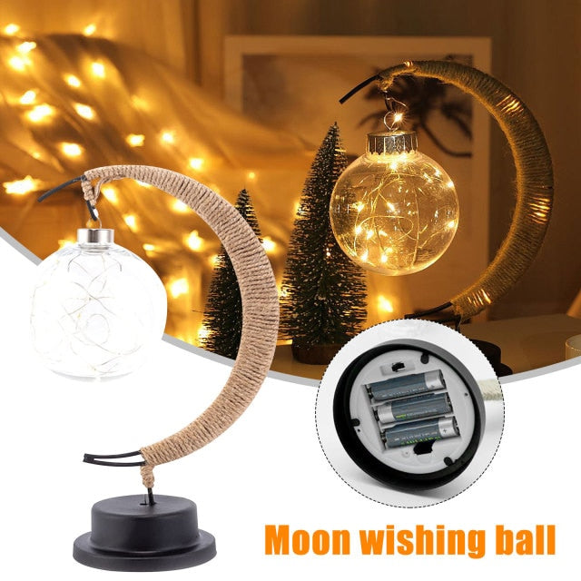 LED Moon Hemp Rope Rattan Lamp