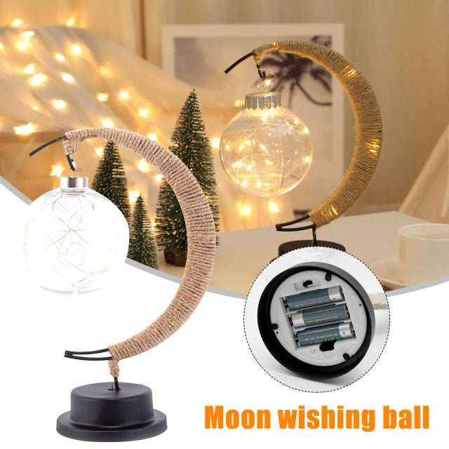 LED Moon Hemp Rope Rattan Lamp