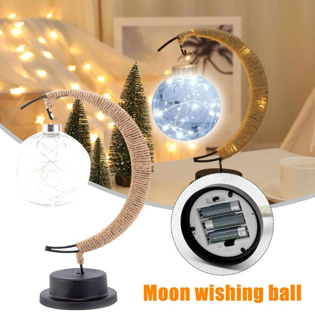 LED Moon Hemp Rope Rattan Lamp