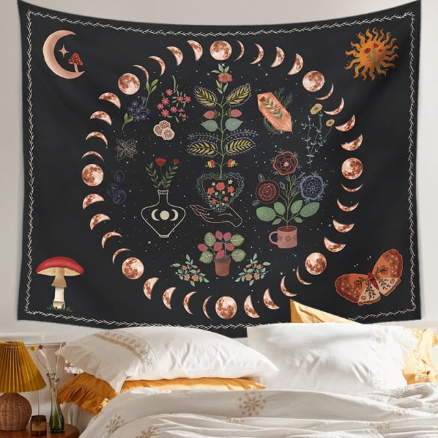 Botanical Celestial Floral Wall Tapestry – Orange Moon Co.