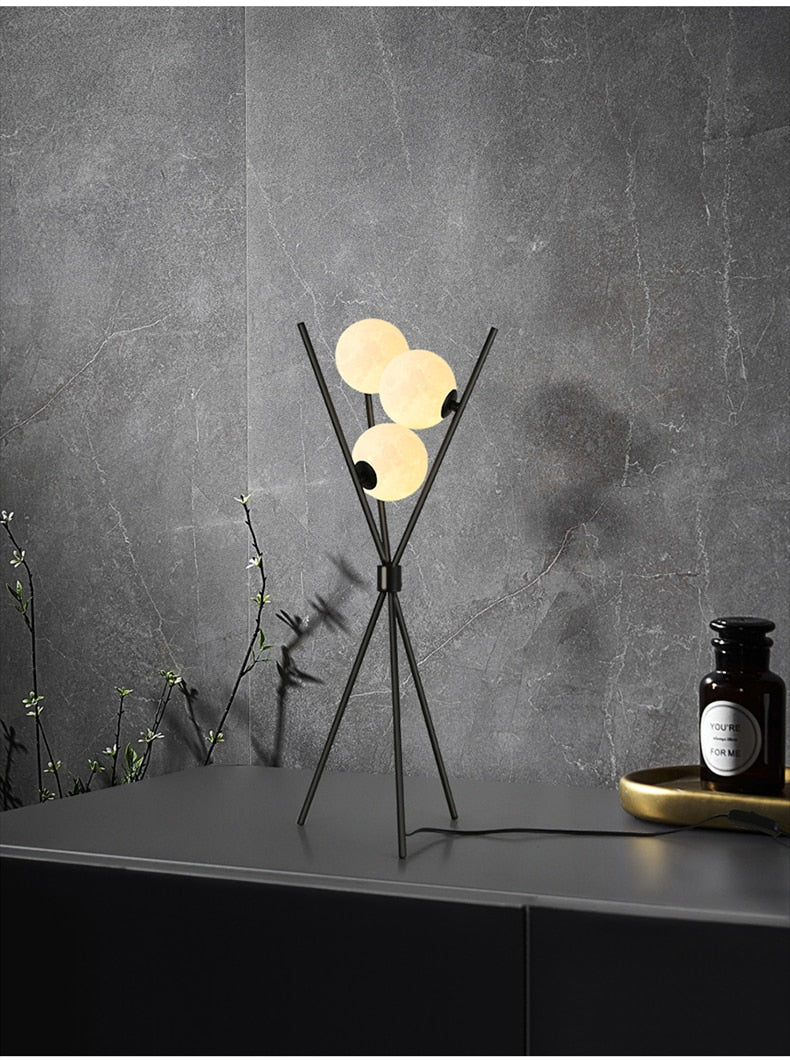 3D Moon Iron Tripod Lamps