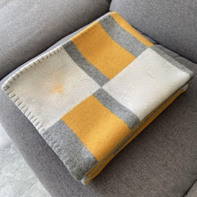 Luxury Letter H Cashmere Design Blanket Orange Moon Co